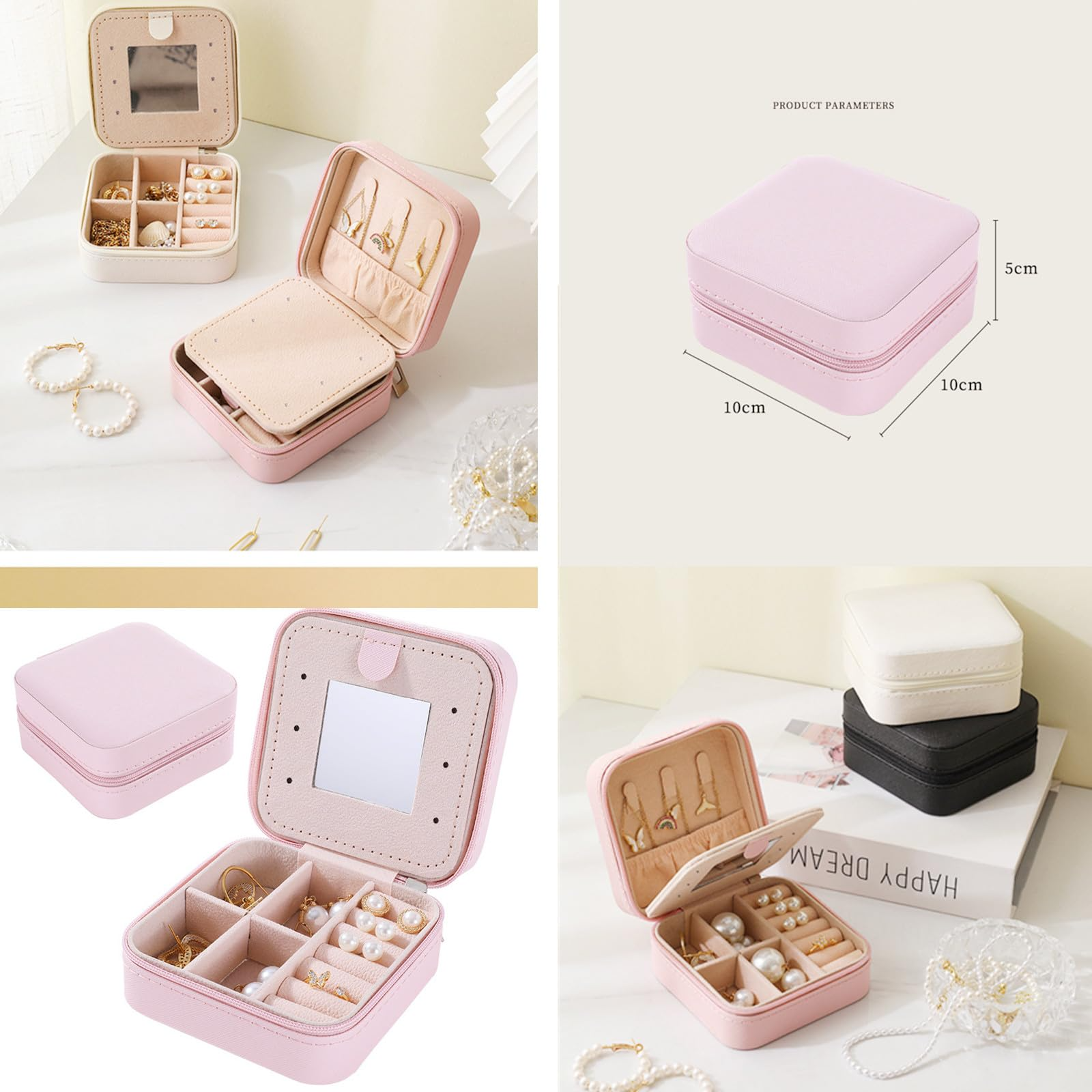 Travel Makeup Bag Set Portable Corduroy Cosmetic Pouch Jewelry Box Organizer Travel Essential for Women Valentines Day