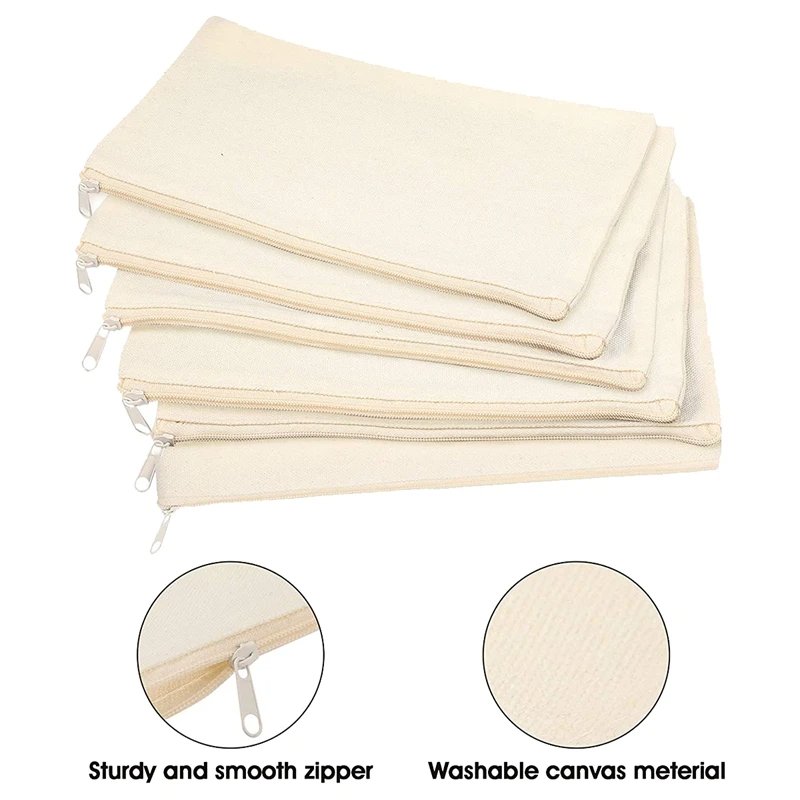 Wholesale Custom Small Blank Zipper Cotton Canvas Cosmetic Make Up Bag Canvas Makeup Bag With Logo