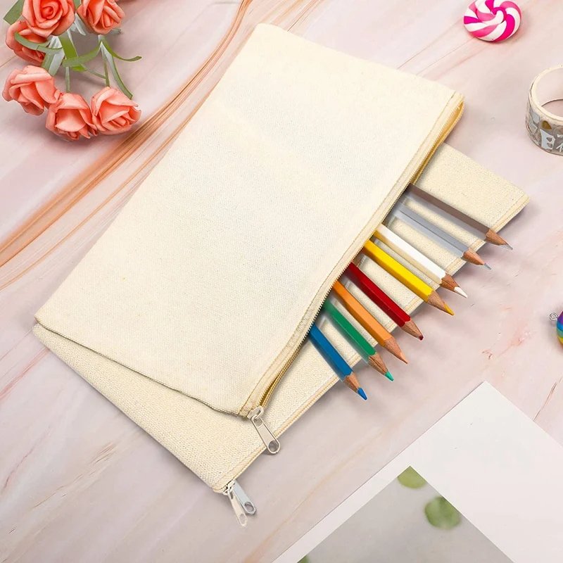 Wholesale Custom Small Blank Zipper Cotton Canvas Cosmetic Make Up Bag Canvas Makeup Bag With Logo