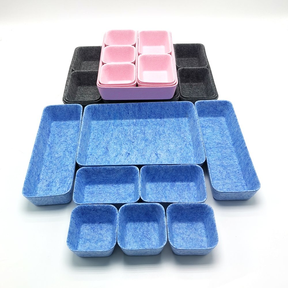 Drawer organizer bins felt trays desk storage bins dividers small drawers office supplies closet cabinet socks makeup holder