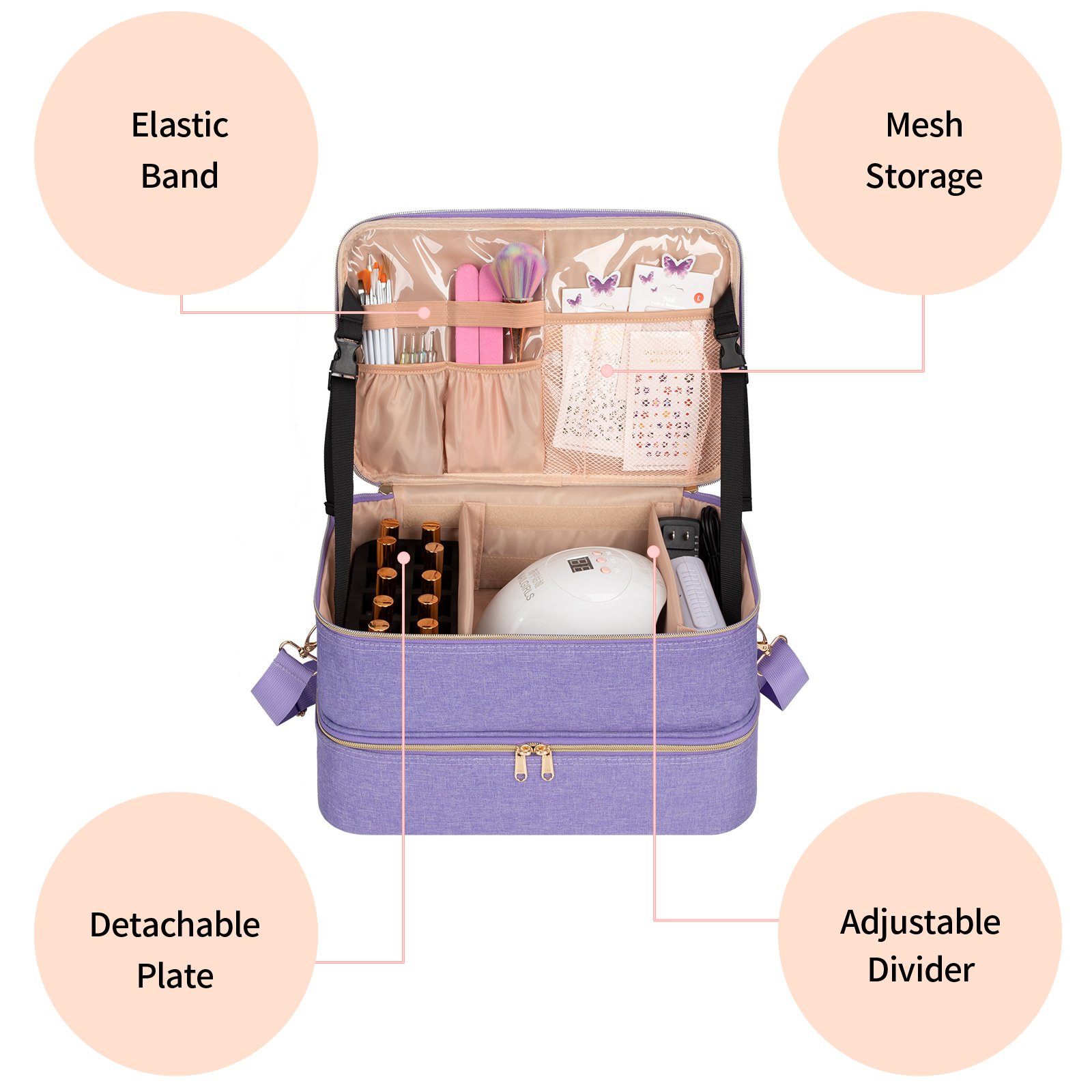 Nail Polish Cases Nail Art Organizer Holds Bag with Detachable Plate
