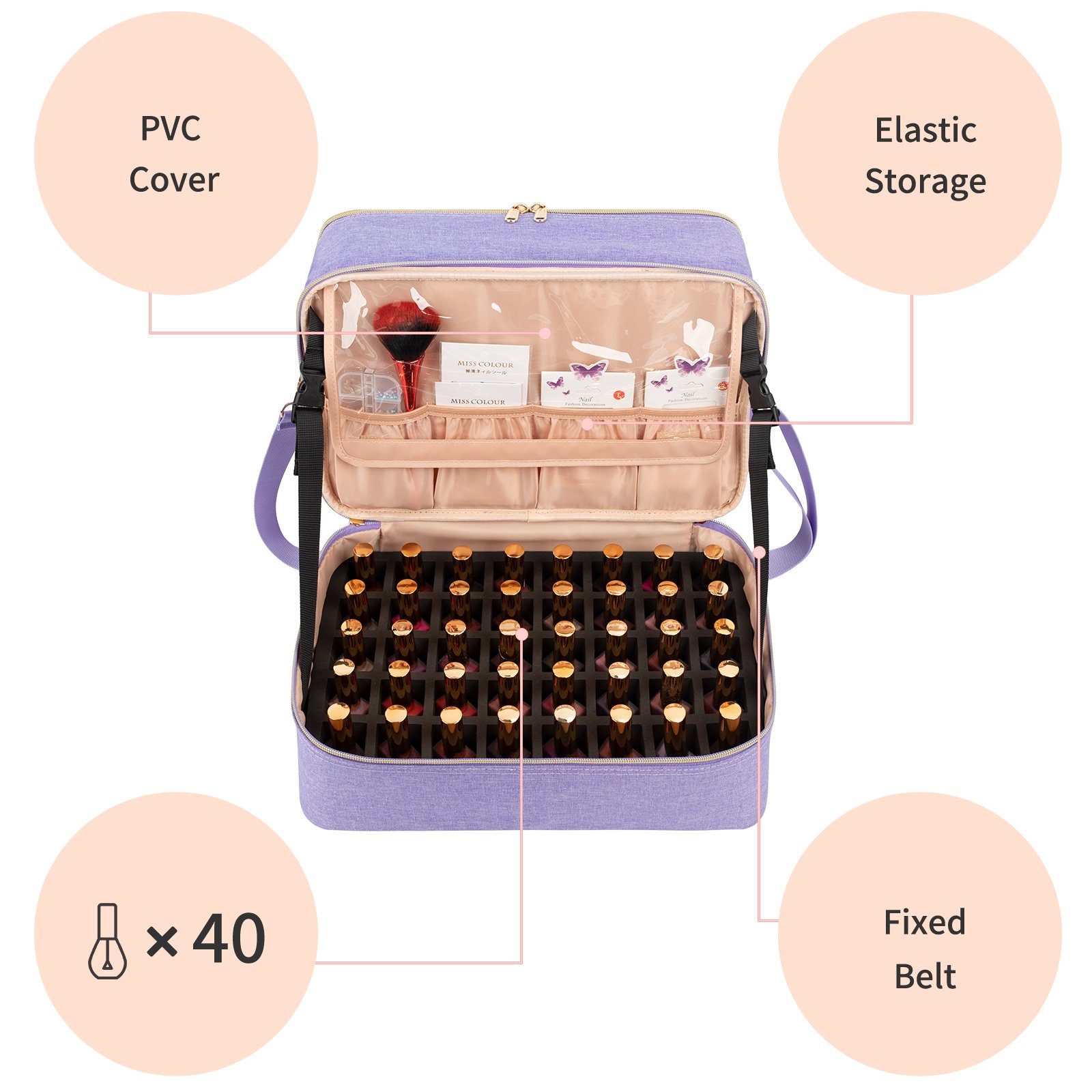 Nail Polish Cases Nail Art Organizer Holds Bag with Detachable Plate