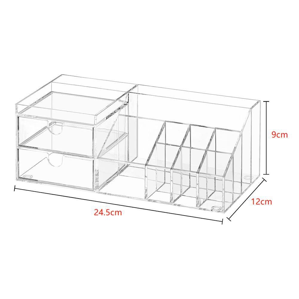 Acrylic Makeup Organizer with Square Storage Drawers and Pearl Jewelry Display Box Cosmetic Storage Solution