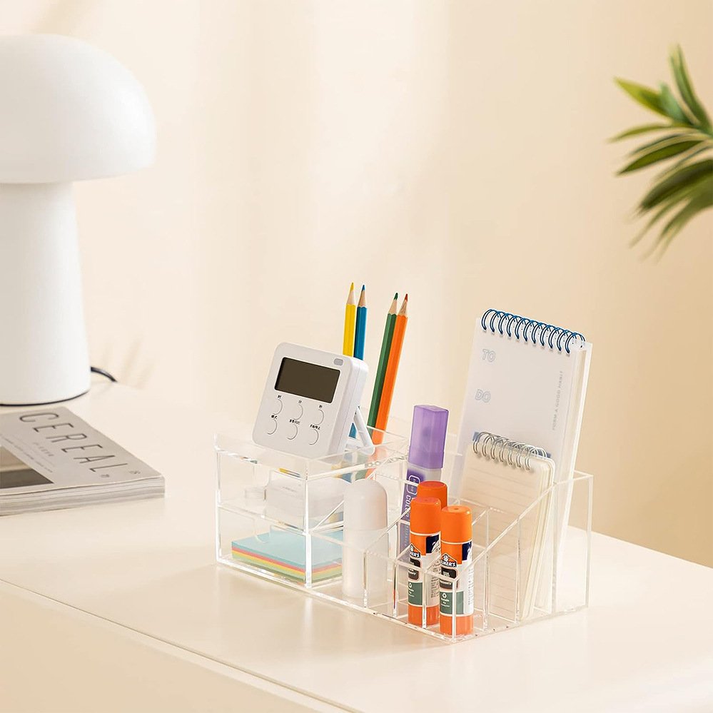 Acrylic Makeup Organizer with Square Storage Drawers and Pearl Jewelry Display Box Cosmetic Storage Solution