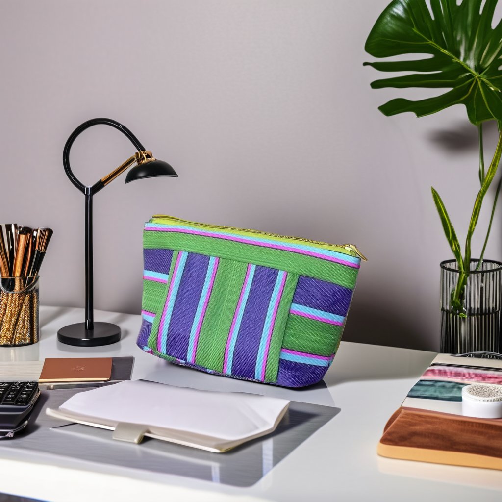 Eco-Friendly Nylon Bag Reusable Zipper Velvet Cosmetic Toiletry Pouch Travel Outdoor Picnic Customized Logo Striped Makeup Case