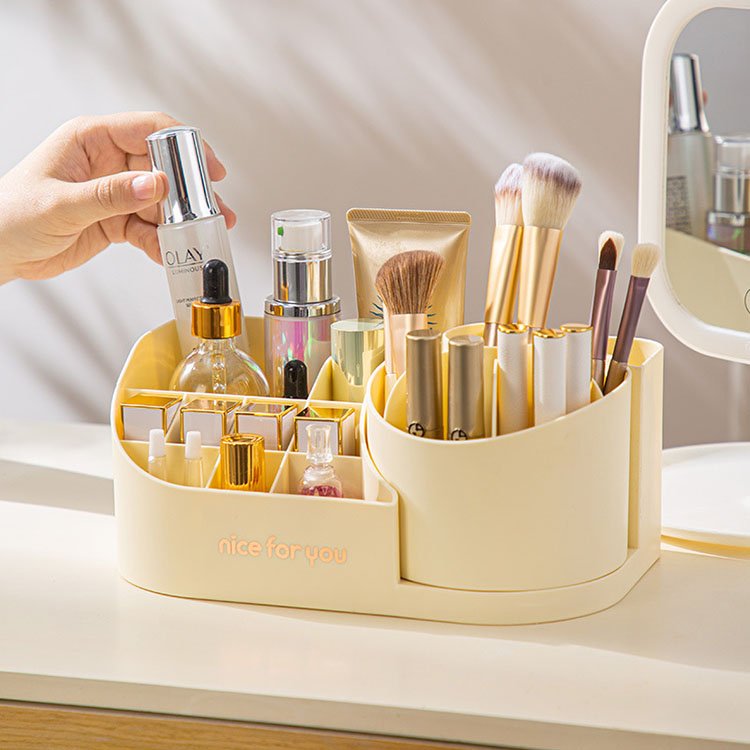 360 Degree Rotating Multipurpose Plastic Makeup Display Box Dustproof Make up Brushes Storage Cosmetic Tools Organizer