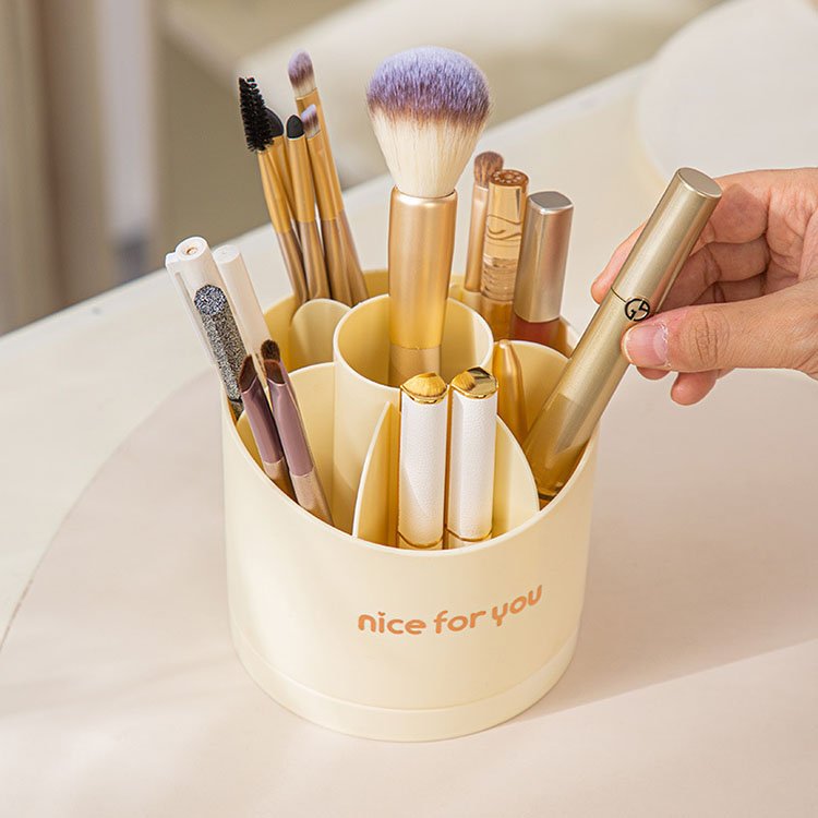 360 Degree Rotating Multipurpose Plastic Makeup Display Box Dustproof Make up Brushes Storage Cosmetic Tools Organizer