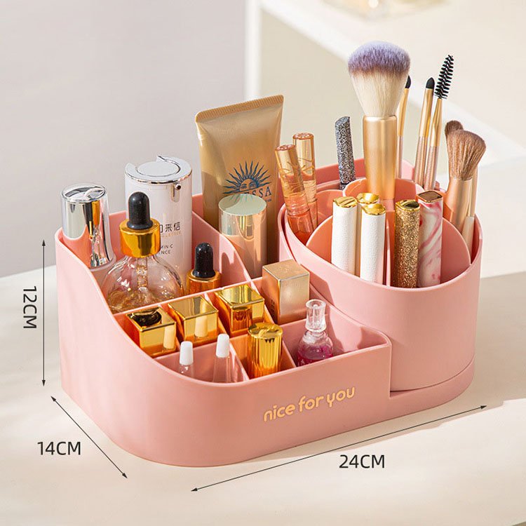 360 Degree Rotating Multipurpose Plastic Makeup Display Box Dustproof Make up Brushes Storage Cosmetic Tools Organizer