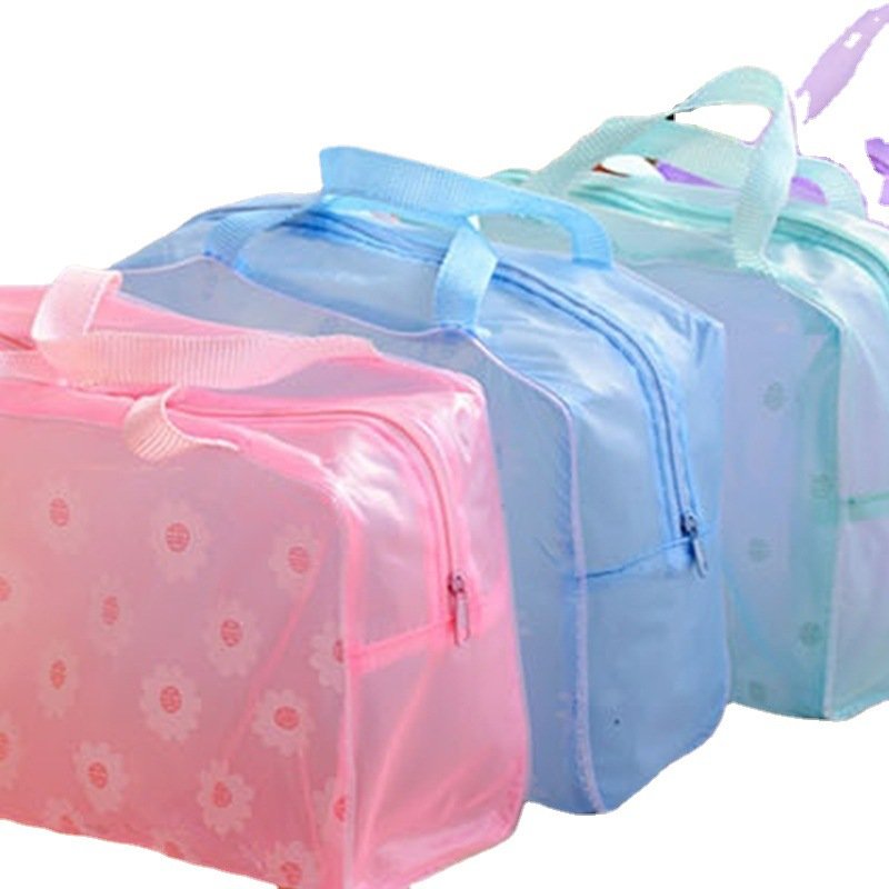 DS2650 Cosmetic Bag with Handle Travel Organizer Clear Travel Makeup Storage Bag Waterproof Bathroom Toiletry Bag