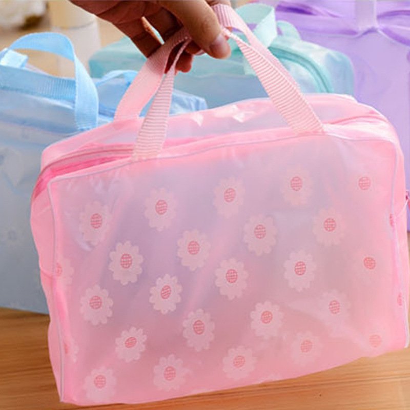 DS2650 Cosmetic Bag with Handle Travel Organizer Clear Travel Makeup Storage Bag Waterproof Bathroom Toiletry Bag