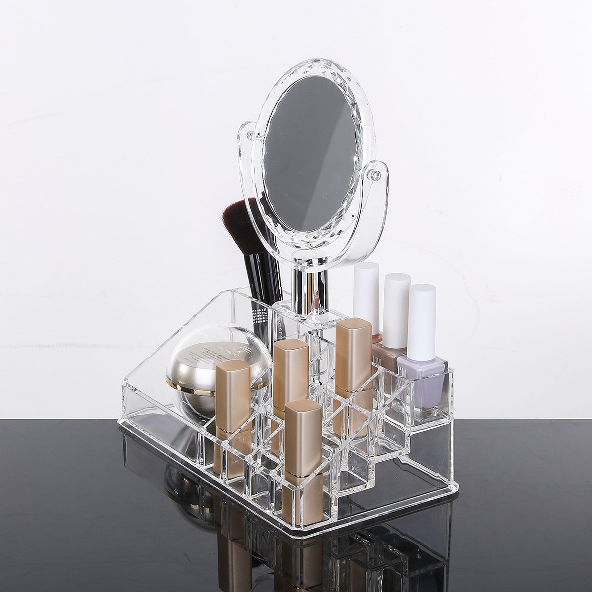 Factory Custom Makeup Mirror Storage Lipstick Perfume Organizer Bathroom Cosmetic Countertop Storage With good service