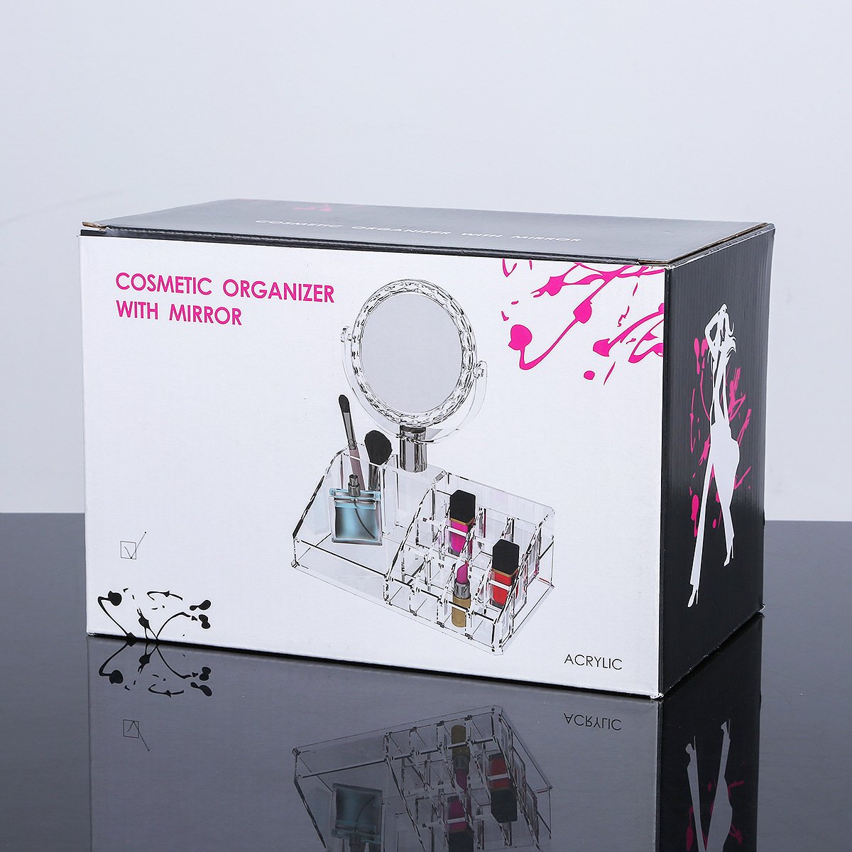 Factory Custom Makeup Mirror Storage Lipstick Perfume Organizer Bathroom Cosmetic Countertop Storage With good service