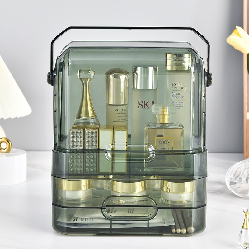 Wholesale Desktop Cosmetic Organizer Box Transparent Acrylic Storage Box Double Drawer Style Makeup Organizers