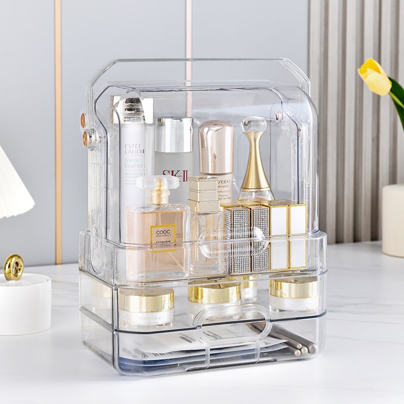 Wholesale Desktop Cosmetic Organizer Box Transparent Acrylic Storage Box Double Drawer Style Makeup Organizers