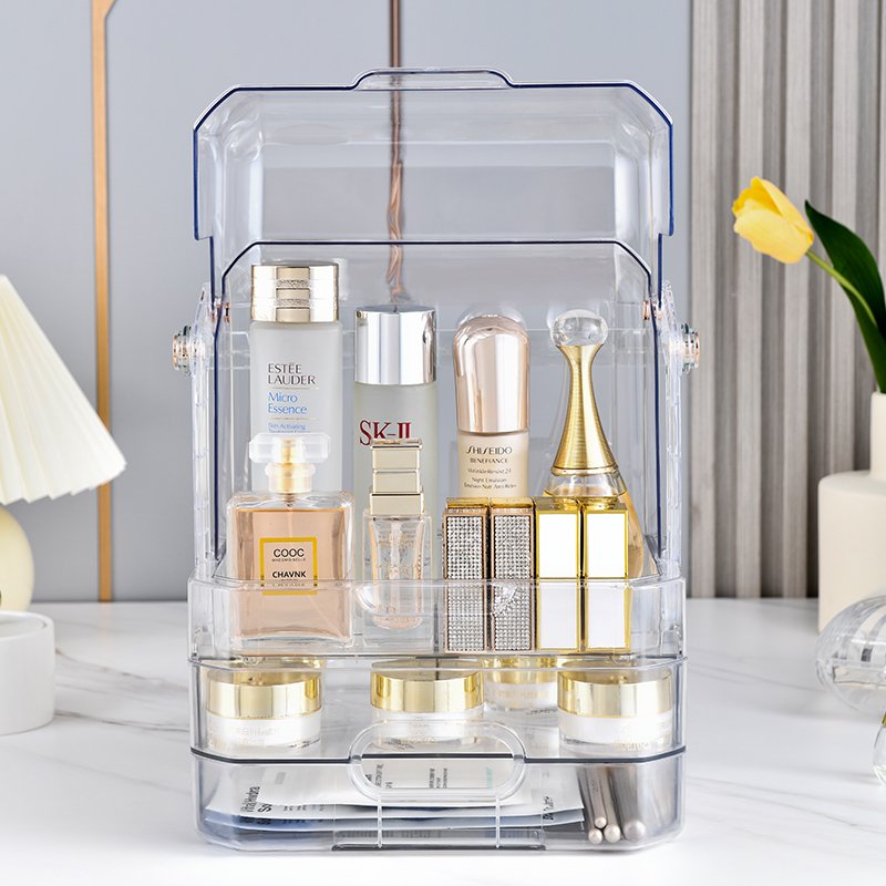 Wholesale Desktop Cosmetic Organizer Box Transparent Acrylic Storage Box Double Drawer Style Makeup Organizers