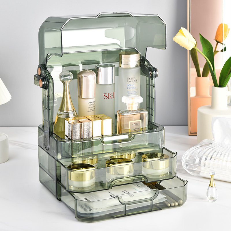 Wholesale Desktop Cosmetic Organizer Box Transparent Acrylic Storage Box Double Drawer Style Makeup Organizers