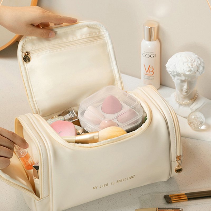 Fashion PU Leather Large Cosmetic Bags Beauty Case Women Portable Makeup Bag Multifunctional Travel Storage Bag