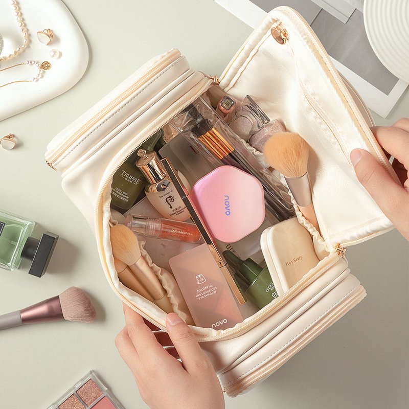Fashion PU Leather Large Cosmetic Bags Beauty Case Women Portable Makeup Bag Multifunctional Travel Storage Bag