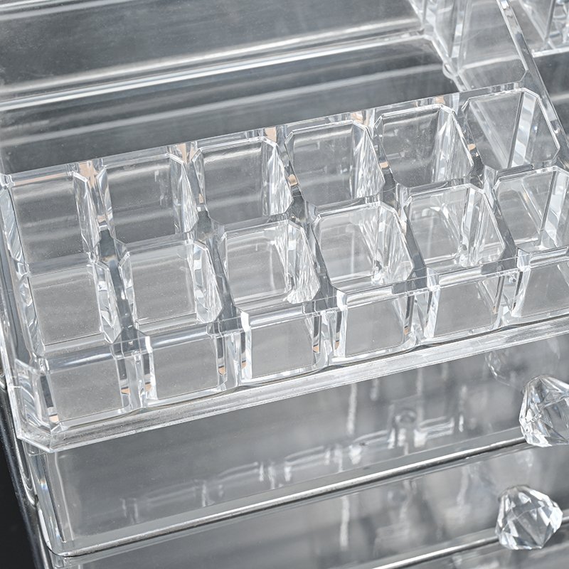 Wholesale Clear Desktop Makeup Organizer Acrylic Cosmetics Organizer Jewelry Storage Box with 4 Drawer Display Racks