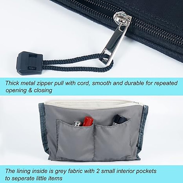 Promotional Washable Zipper Makeup Pouch Reusable Cotton Canvas Make Up Cosmetic Bags With Custom Printing Logo