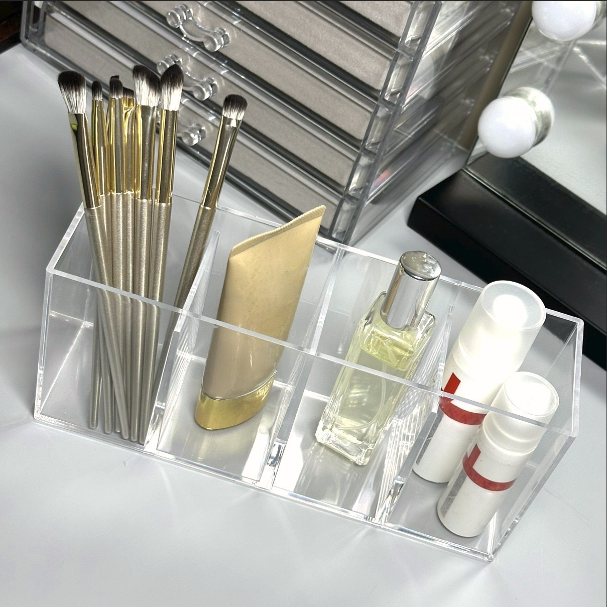 Acrylic transparent pen holder storage knife, fork and makeup brush storage box for desktop and kitchen storage