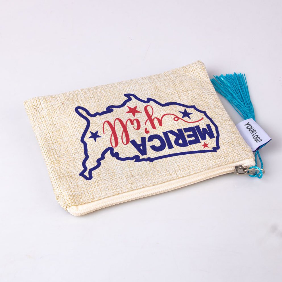 New Arrival American map design fashion travel makeup bag with zipper For Souvenir Gift linen plain cosmetics brush organizer