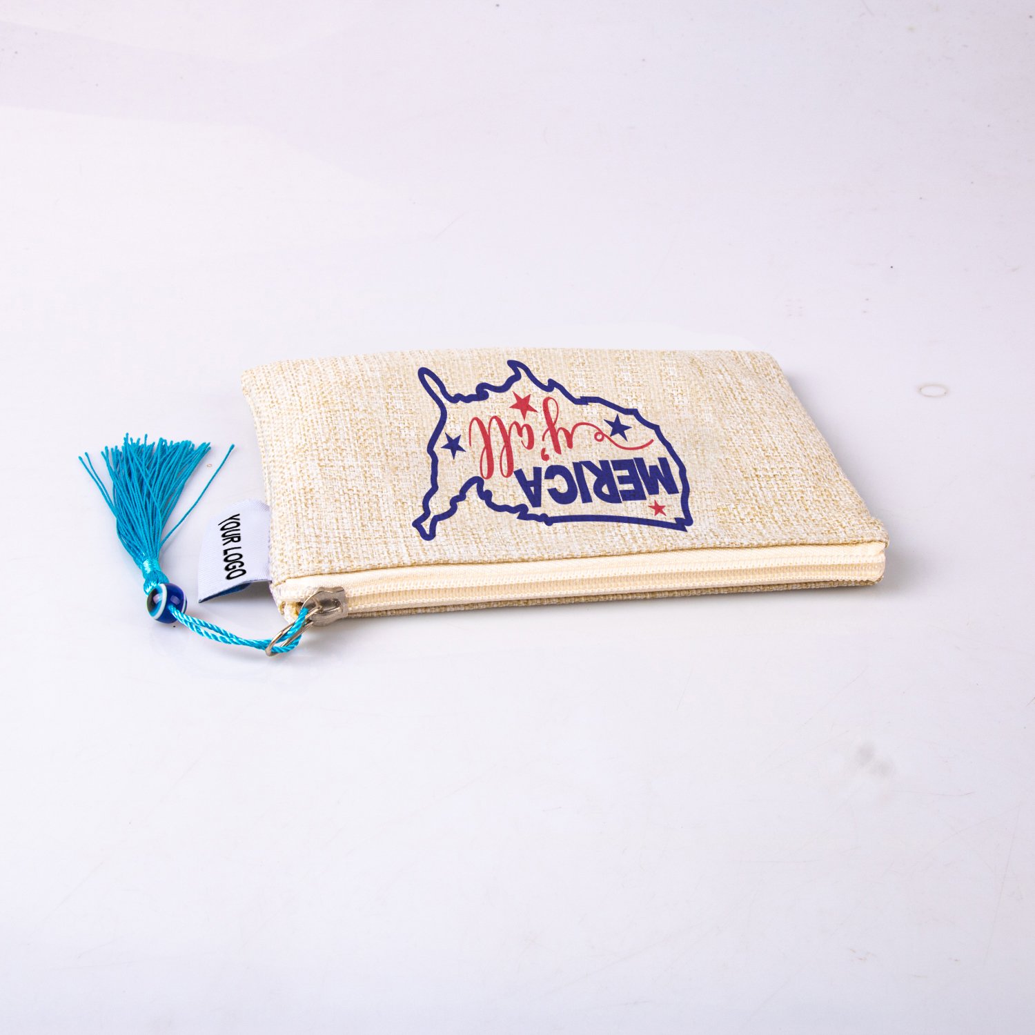 New Arrival American map design fashion travel makeup bag with zipper For Souvenir Gift linen plain cosmetics brush organizer