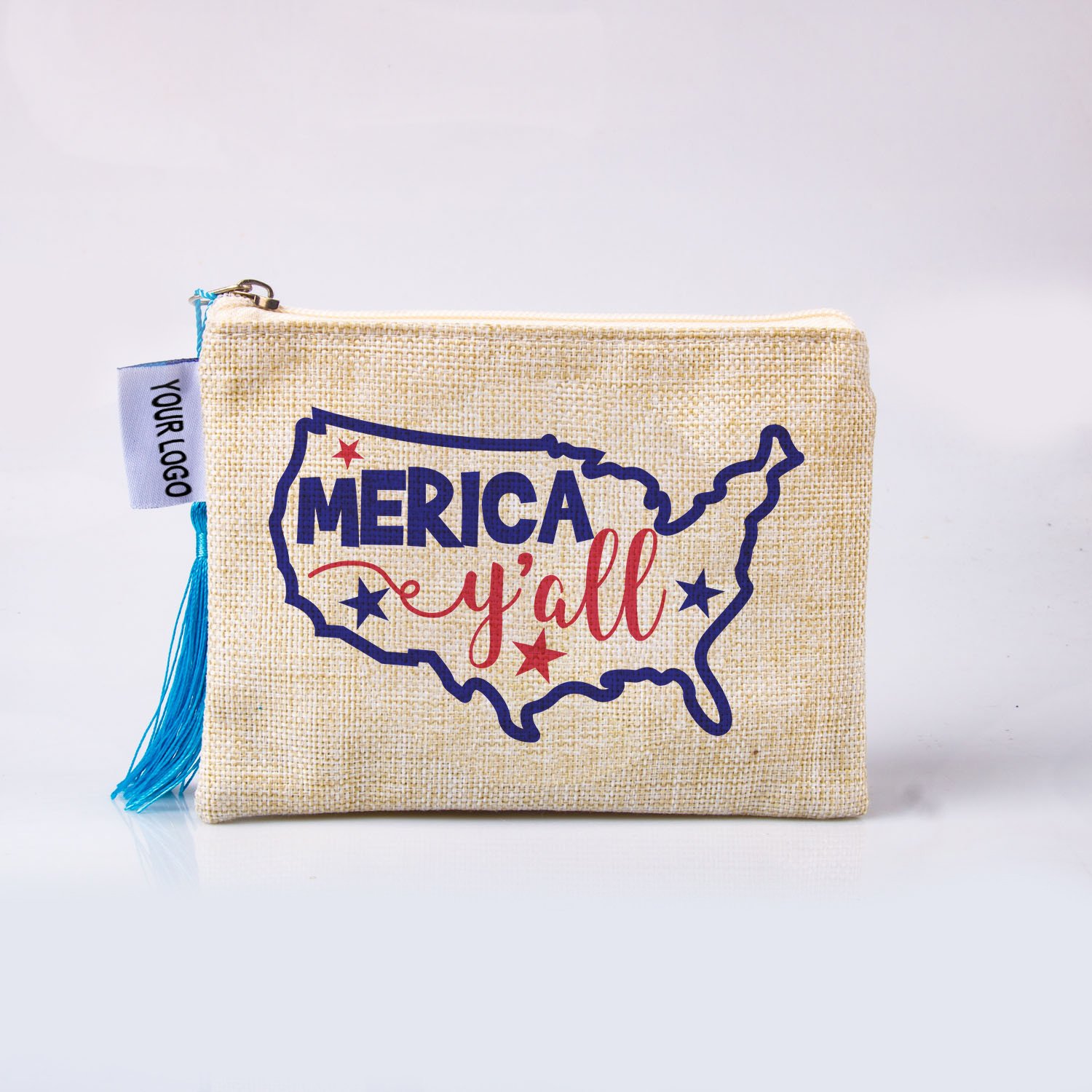 New Arrival American map design fashion travel makeup bag with zipper For Souvenir Gift linen plain cosmetics brush organizer