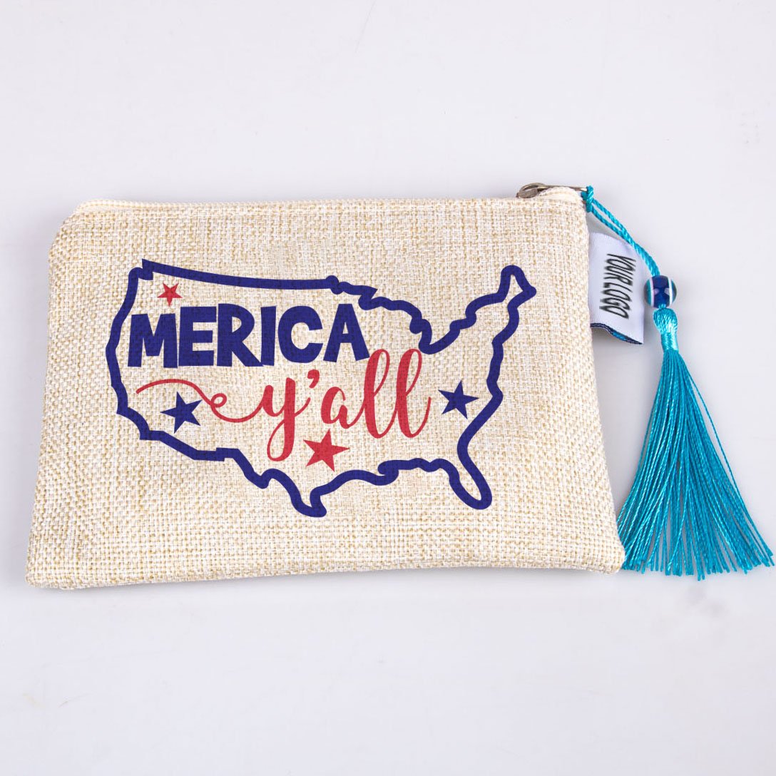New Arrival American map design fashion travel makeup bag with zipper For Souvenir Gift linen plain cosmetics brush organizer