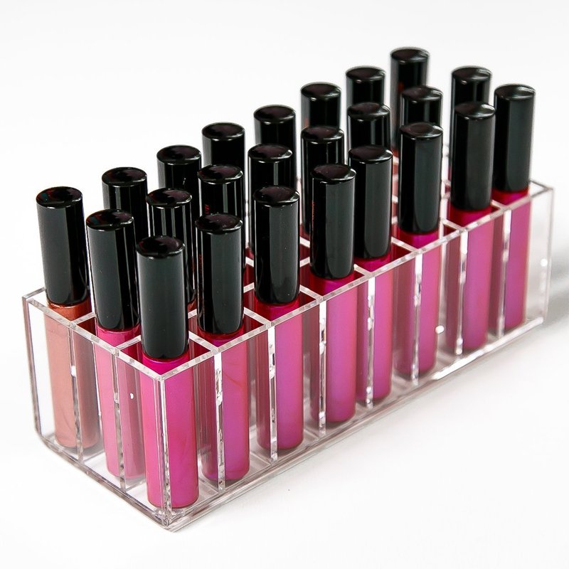 Clear Acrylic 24 Grids Lipstick Holder Makeup Organizer Nail Polish Makeup Brush Holder Cosmetic Storage Box Lip Gloss Case