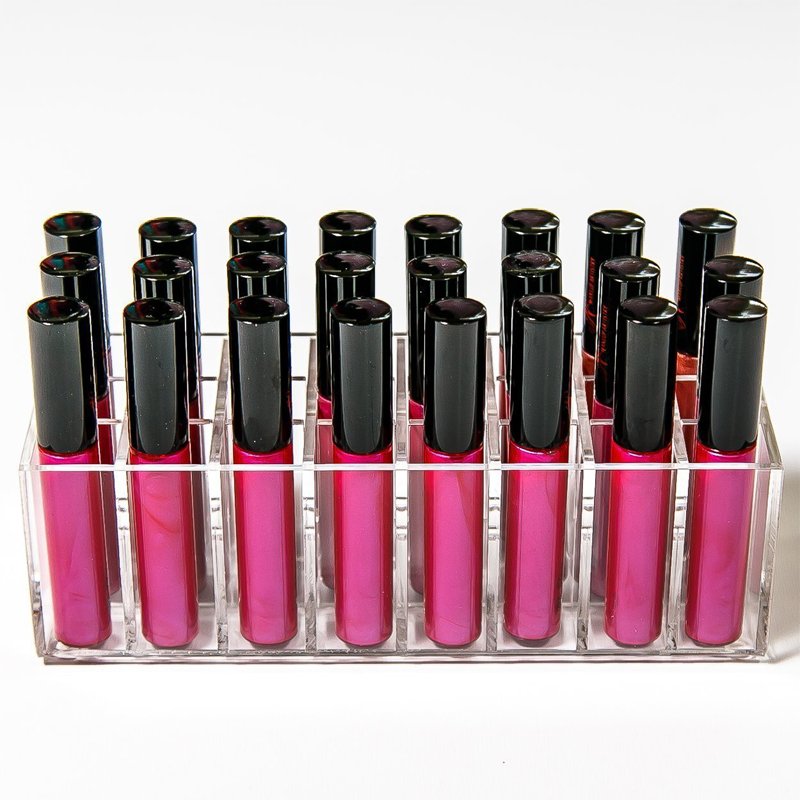 Clear Acrylic 24 Grids Lipstick Holder Makeup Organizer Nail Polish Makeup Brush Holder Cosmetic Storage Box Lip Gloss Case