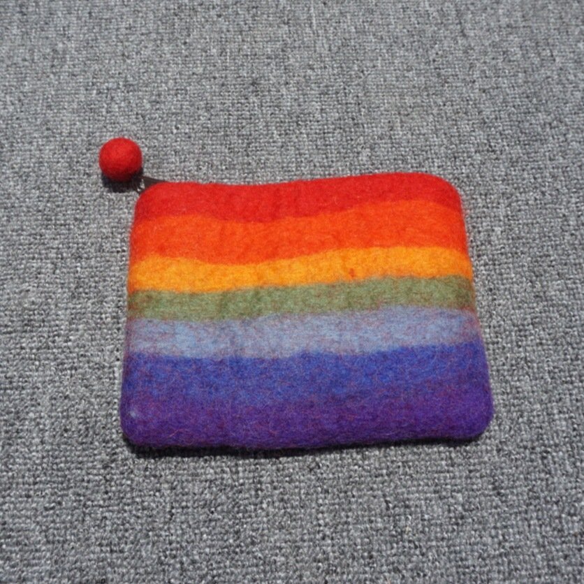 Bestella Handmade Wool Makeup Boho Bag Travel Floral Animal Fruits Rainbow Pouch Organizer Great Gift for Women Girls Mini purse