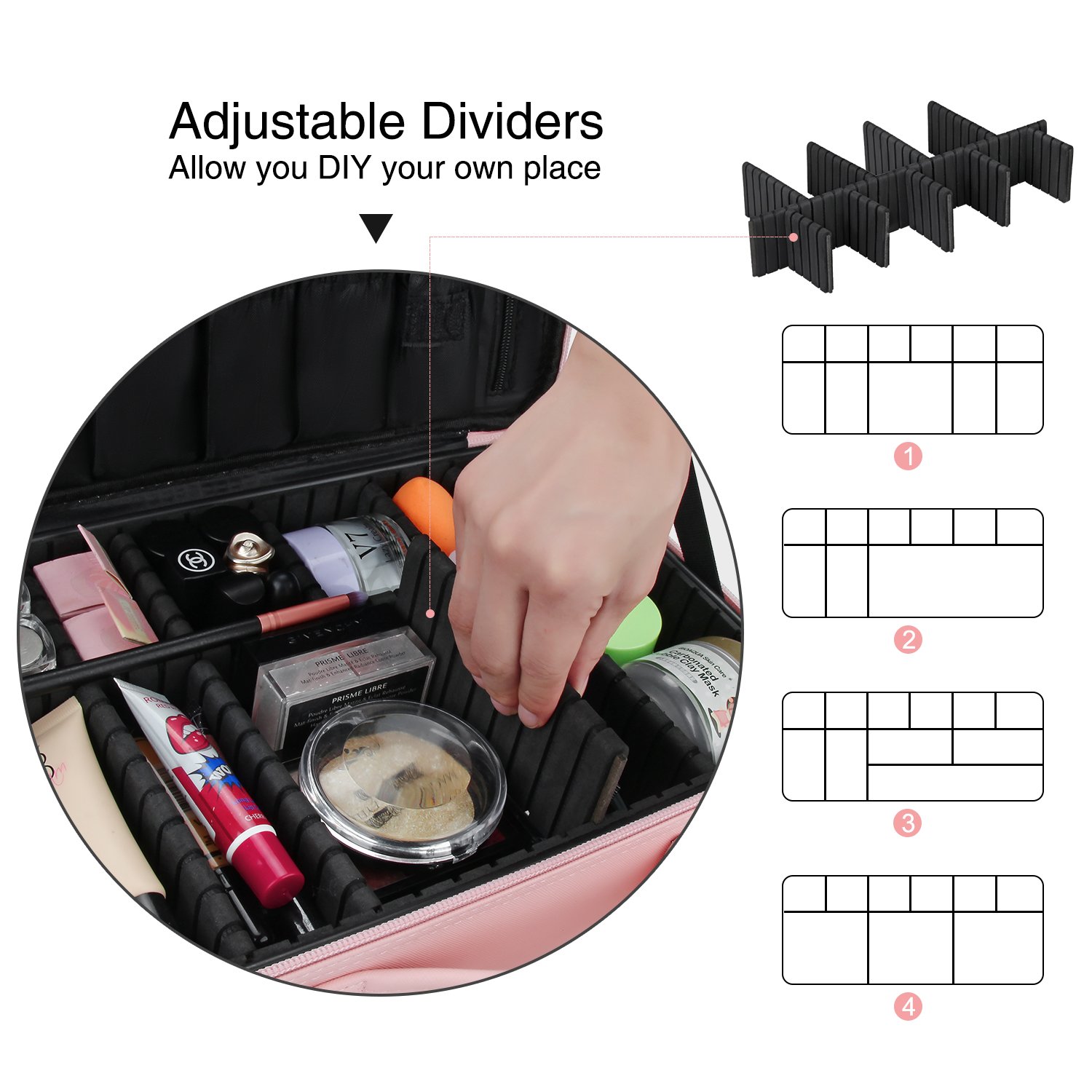 Relavel Small Travel Makeup Bag Cosmetic Containers Case Makeup Brush Organizer Portable Storage Case