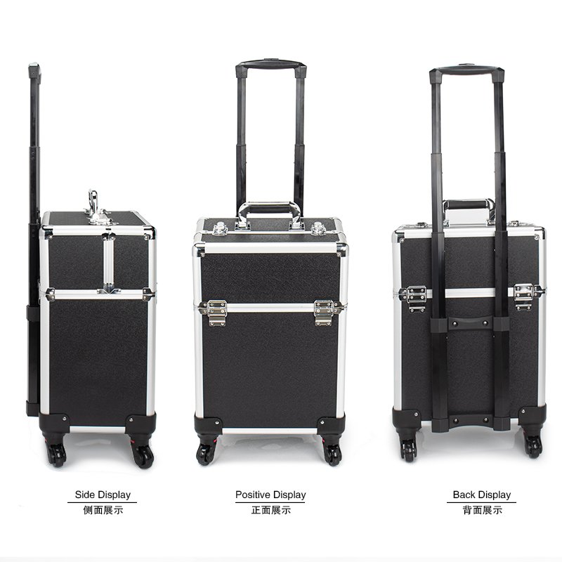 Professional Makeup Train Case Rolling Cosmetic Trolley Makeup Case 4 in 1 Thread Cosmetic Bags & Cases Makeup Organizers Zipper