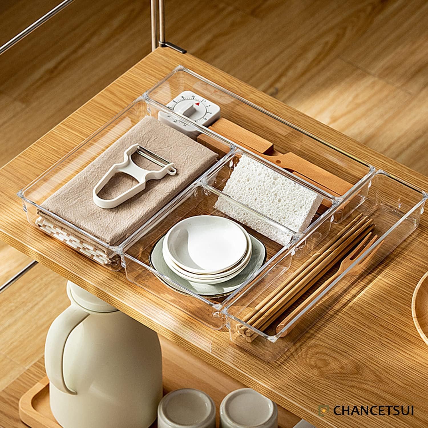 New Design 25 Pieces Plastic Drawer Dividers Makeup Organizer Multifunctional Desktop Transparent Cosmetic Storage Box Set