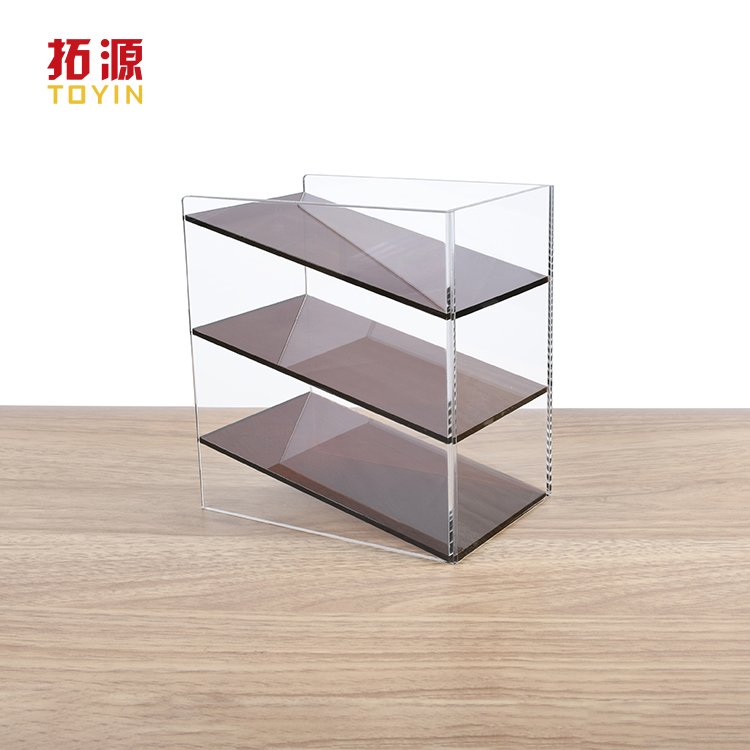 Vertical Acrylic Marker Pen Holder Desk Storage Makeup Pencil Organizers with 3 Compartment for Office Desk Supplies