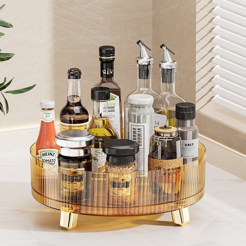 Bathroom Vanities Tray Container Homes Multifunctional Clear Turntable Spice Rack Rotating Lazy Susan Kitchen Storage Organizer