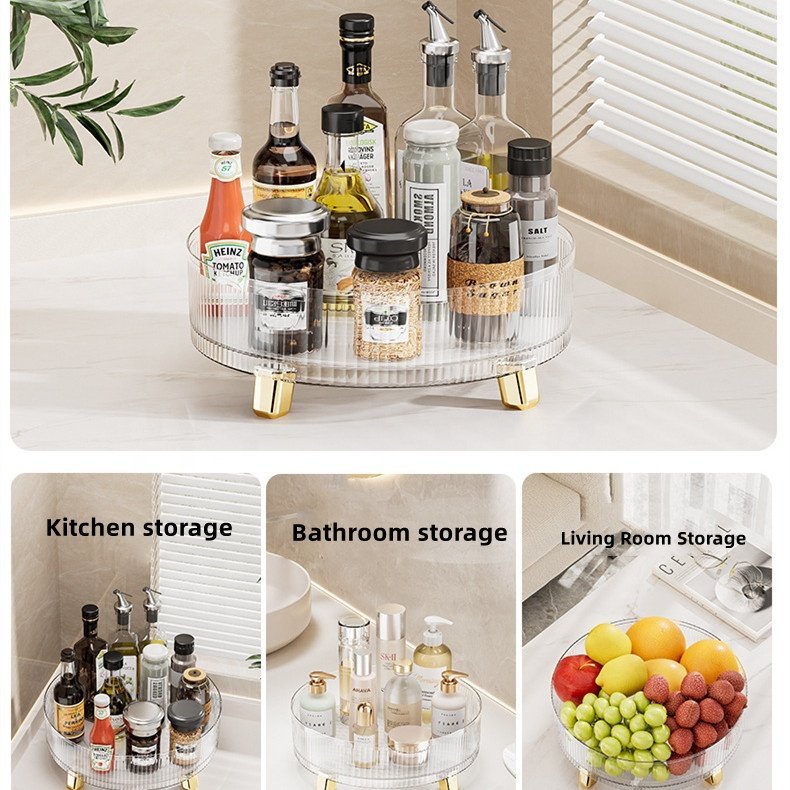 Bathroom Vanities Tray Container Homes Multifunctional Clear Turntable Spice Rack Rotating Lazy Susan Kitchen Storage Organizer
