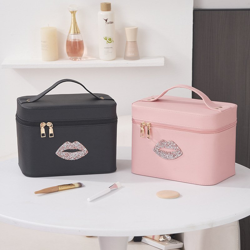 Portable Travel Makeup Bag with Led Lighted Mirror Large Capacity Cosmetic Organizer Storage Bag Black Pink Purple Blue for Girl