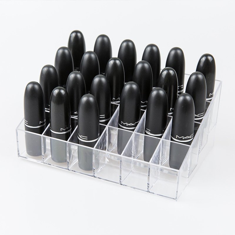 24 Grids Acrylic Lipstick Holder Makeup Organizer Lip Gloss Stand Eyebrow Pencil Brush Holder Desktop Cosmetic Storage Box