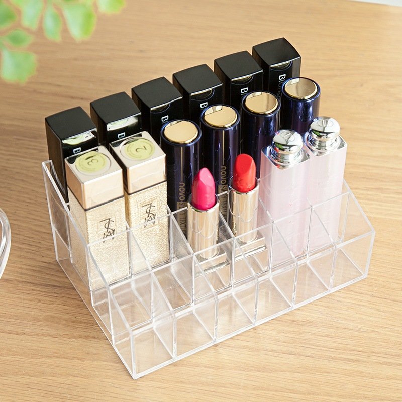24 Grids Acrylic Lipstick Holder Makeup Organizer Lip Gloss Stand Eyebrow Pencil Brush Holder Desktop Cosmetic Storage Box