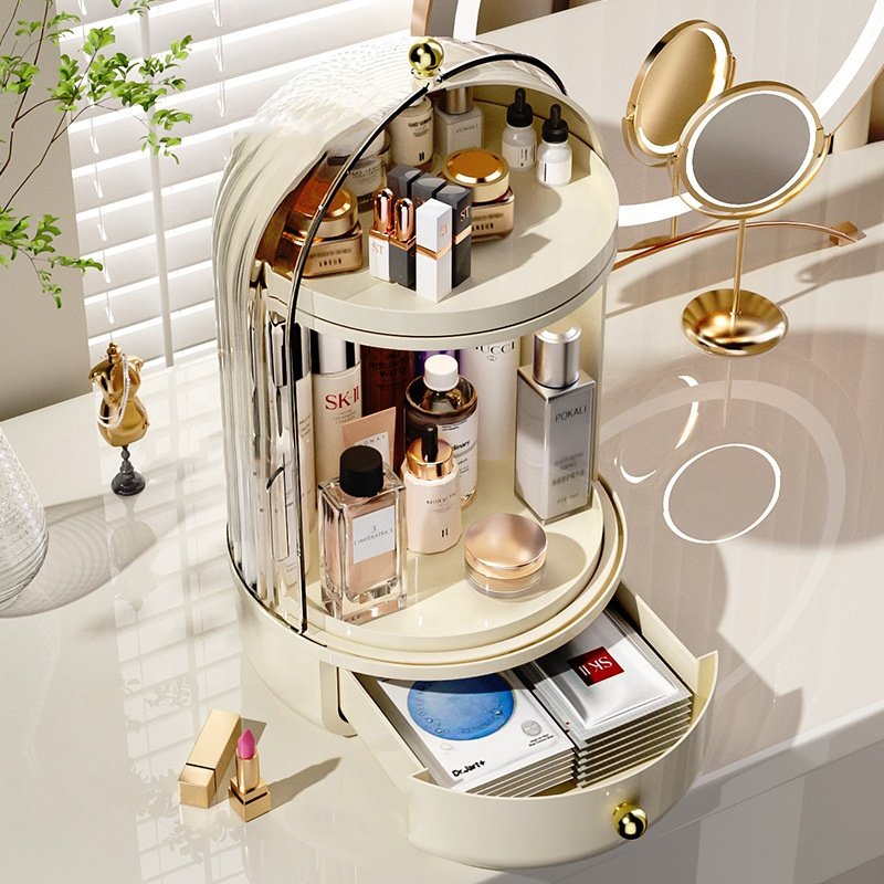 Hot Selling 360 Degree Rotating Plastic Cosmetic Storage Organizer Makeup Storage Box for Efficient Organization