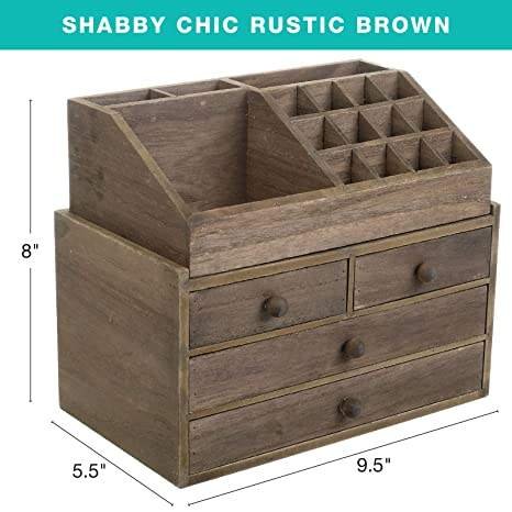 Wholesale Wooden Organizador De Maquillaje Lipstick Countertop Makeup Stack Skincare Organizers Drawer Storage Box