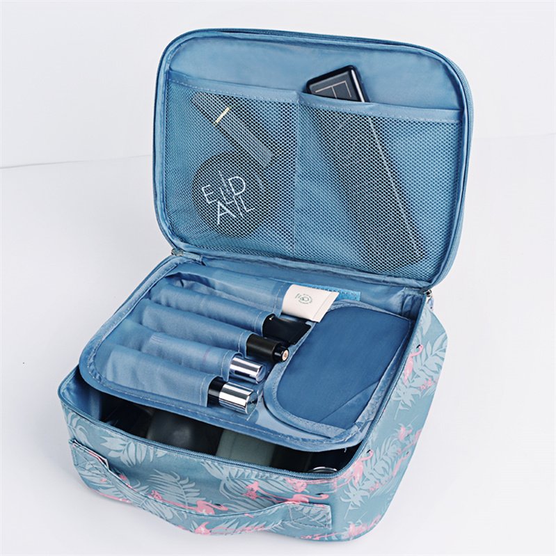Wholesale Twill Travel Square Portable Waterproof Makeup Stick Brush Cosmetic Storage Case Bag with Handle