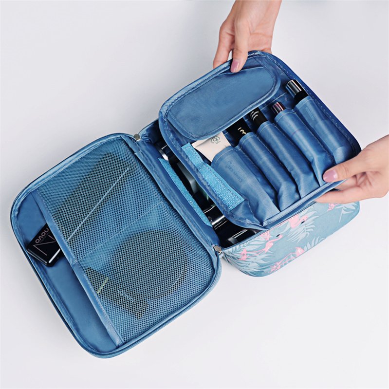 Wholesale Twill Travel Square Portable Waterproof Makeup Stick Brush Cosmetic Storage Case Bag with Handle