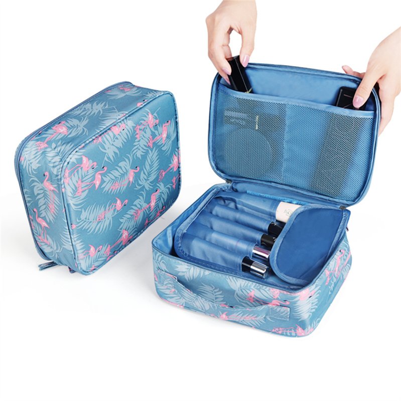 Wholesale Twill Travel Square Portable Waterproof Makeup Stick Brush Cosmetic Storage Case Bag with Handle