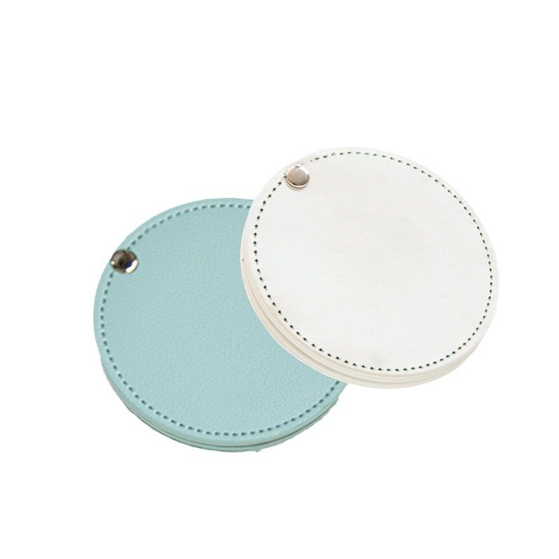 2024 Fashion PU Leather Pocket Mirror Portable Leather Compact Mirrors Hand Held Mini Cosmetic Mirror