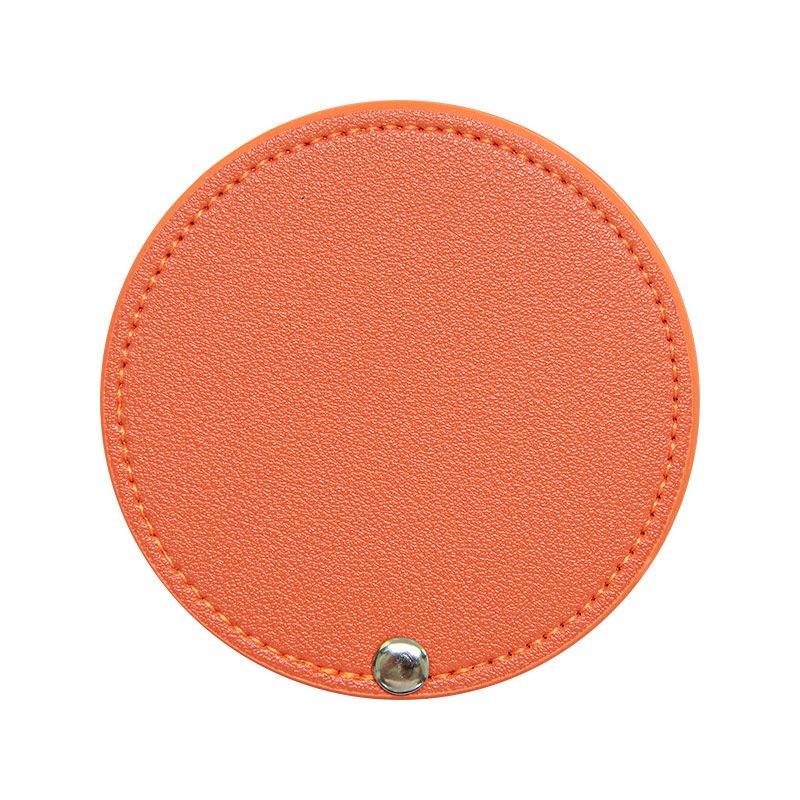 2024 Fashion PU Leather Pocket Mirror Portable Leather Compact Mirrors Hand Held Mini Cosmetic Mirror