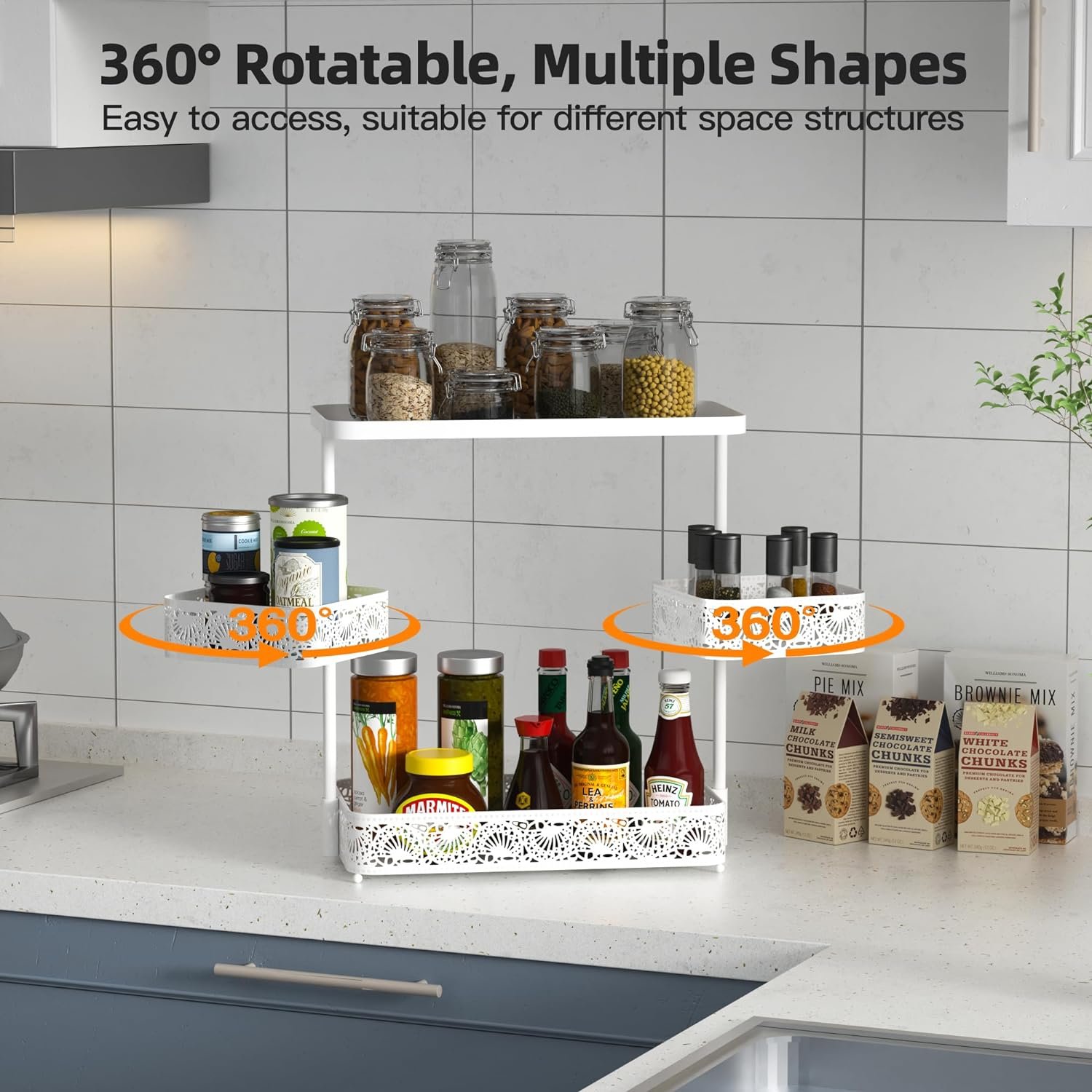 3 Tier Perfume Vanity Makeup Cosmetic Tray Storage With 360 Rotate Basket Bathroom Organizer Countertop