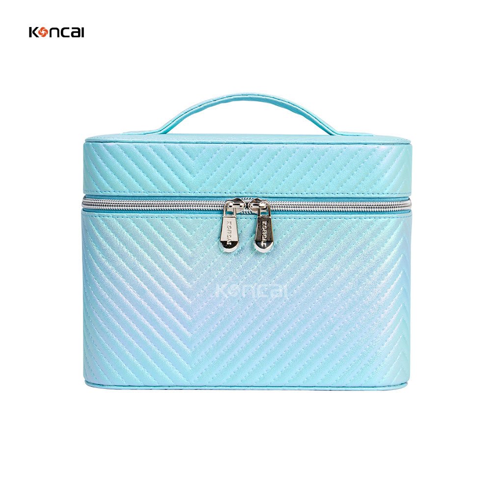 KONCAI Travel Handle Cosmetic Bag Toiletry Vanity Beauty Makeup Box Pouch with Compartment Makeup Organizers